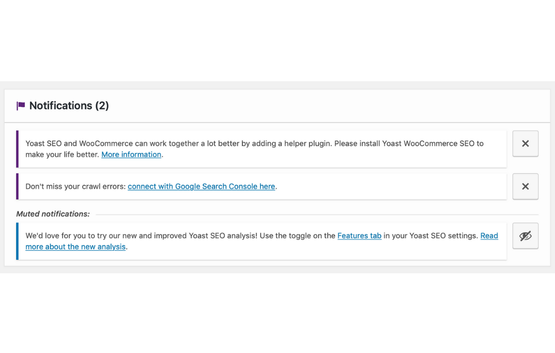 Notification under general tab of Yoast SEO.