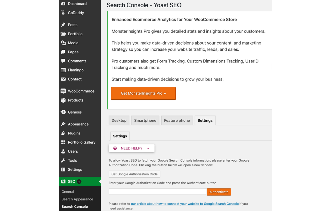 If not notification go to Yoast SEO then Search Console then Settings.
