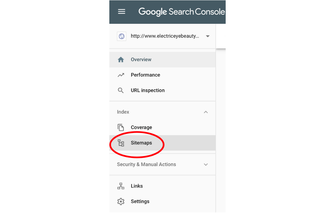 Select sitemap to add an XML sitemap.